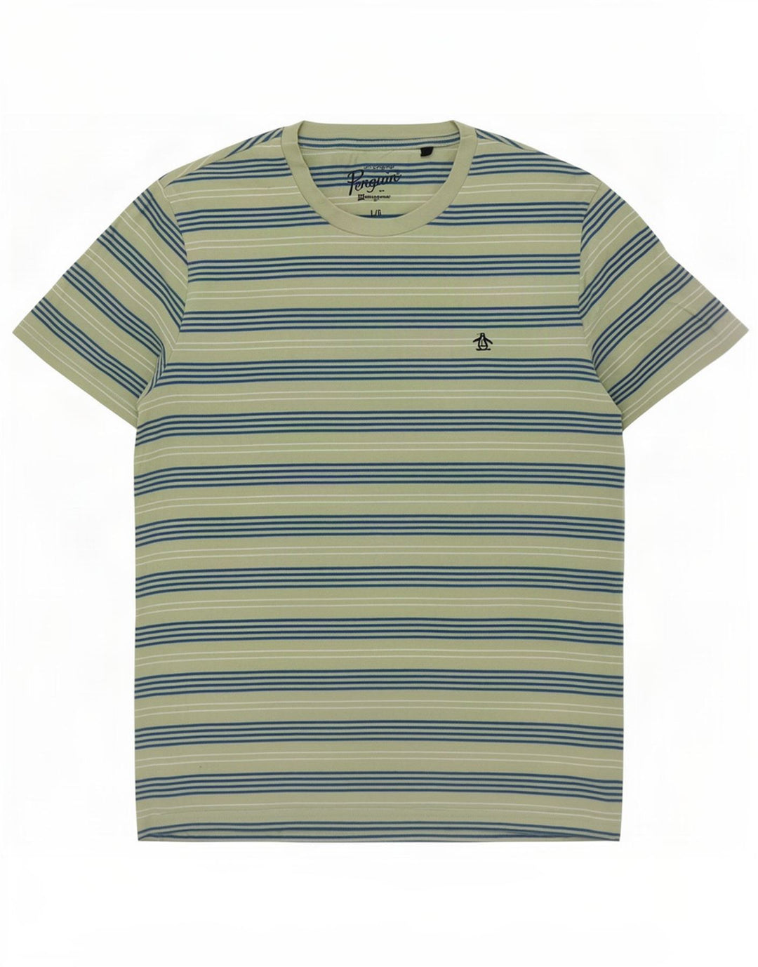 Penguin Mens T-Shirt Top Large Green Striped