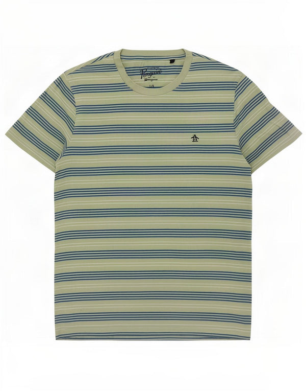 Penguin Mens T-Shirt Top Large Green Striped