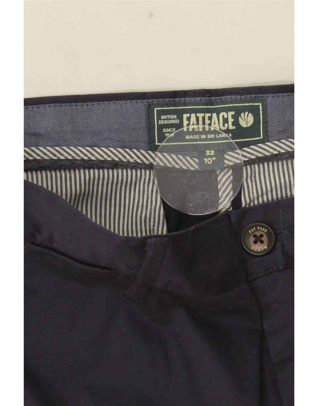Fat Face Mens Chino Shorts W32 Medium Navy Blue Cotton