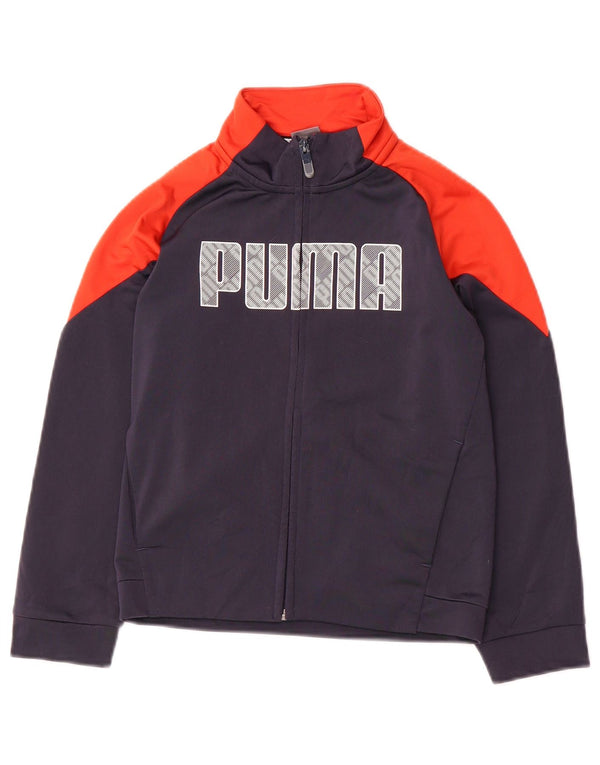 Puma Boys Graphic Tracksuit Top Jacket 7-8 Years Navy Blue Colourblock