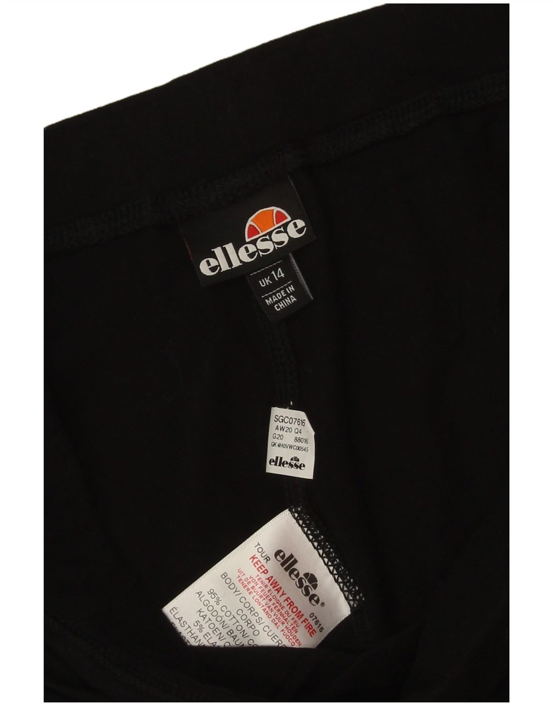 Ellesse Womens Graphic Sport Shorts UK 14 Medium  Black Cotton