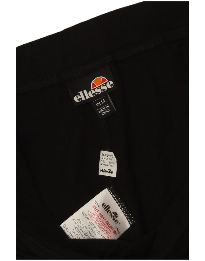Ellesse Womens Graphic Sport Shorts UK 14 Medium  Black Cotton