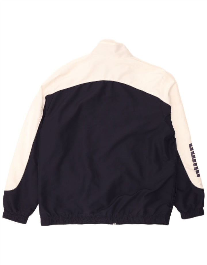 PUMA Mens Graphic Tracksuit Top Jacket 2XL Navy Blue Colourblock Polyester