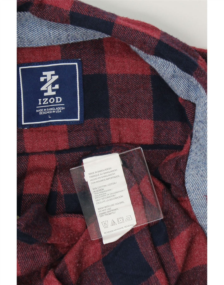 IZOD Mens Flannel Shirt Large Red Check Cotton Vintage Izod and Second-Hand Izod from Messina Hembry 