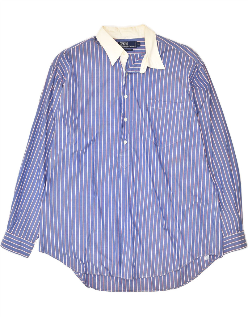 POLO RALPH LAUREN Mens Pullover Shirt XL Blue Pinstripe Cotton | Vintage Polo Ralph Lauren | Thrift | Second-Hand Polo Ralph Lauren | Used Clothing | Messina Hembry 
