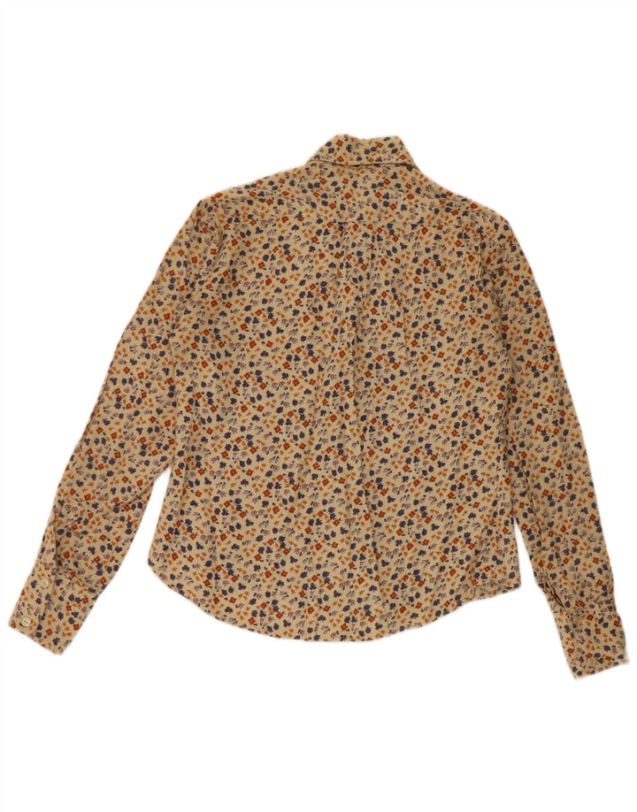 Vintage Womens Shirt UK 12 Medium Beige Floral