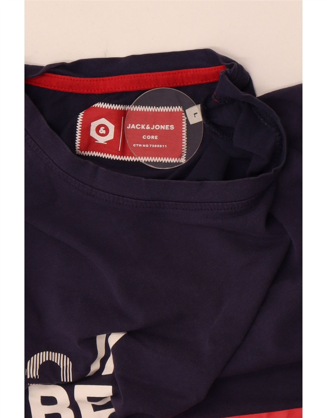 Jack & Jones Mens Graphic T-Shirt Top Large Navy Blue Colourblock