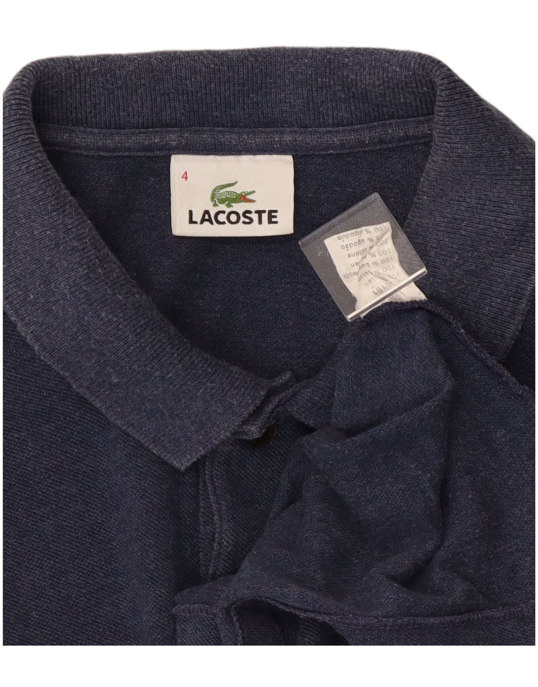 Lacoste Mens Polo Shirt Size 4 Medium Navy Blue Cotton