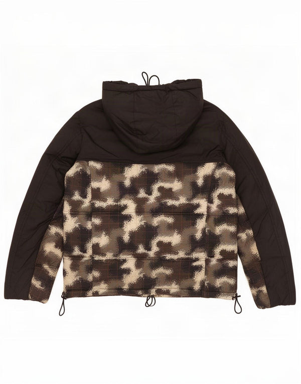 Champion Mens Pullover Padded Jacket UK 38 Medium Black Camouflage