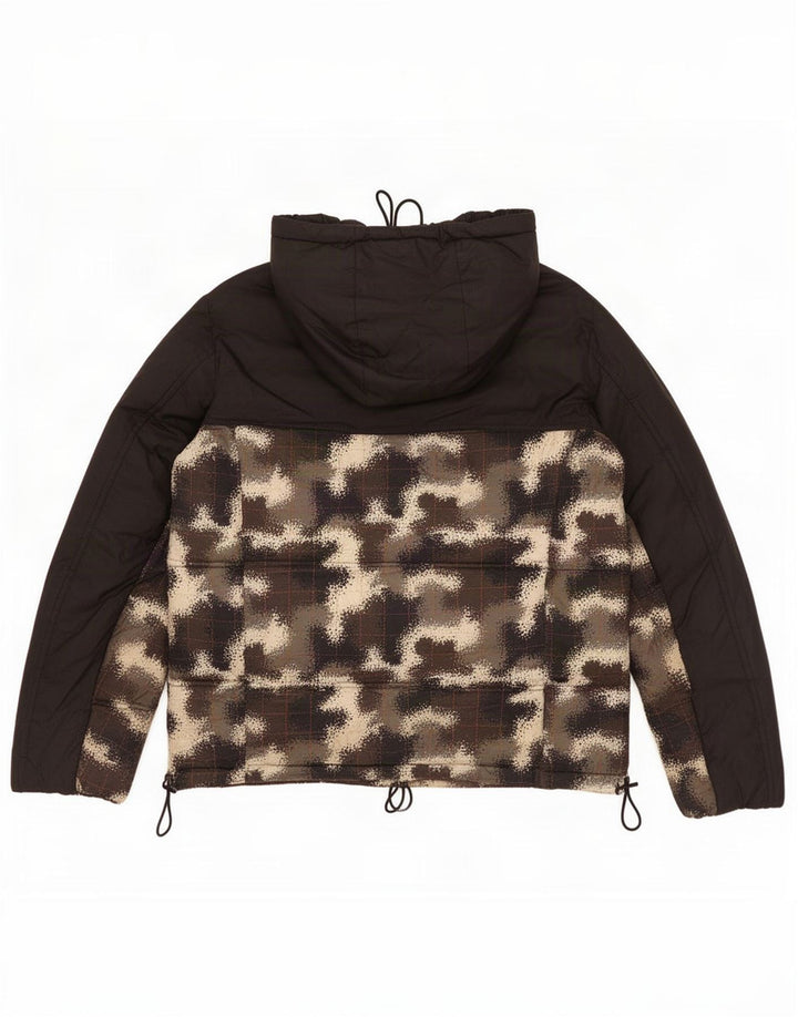 Champion Mens Pullover Padded Jacket UK 38 Medium Black Camouflage