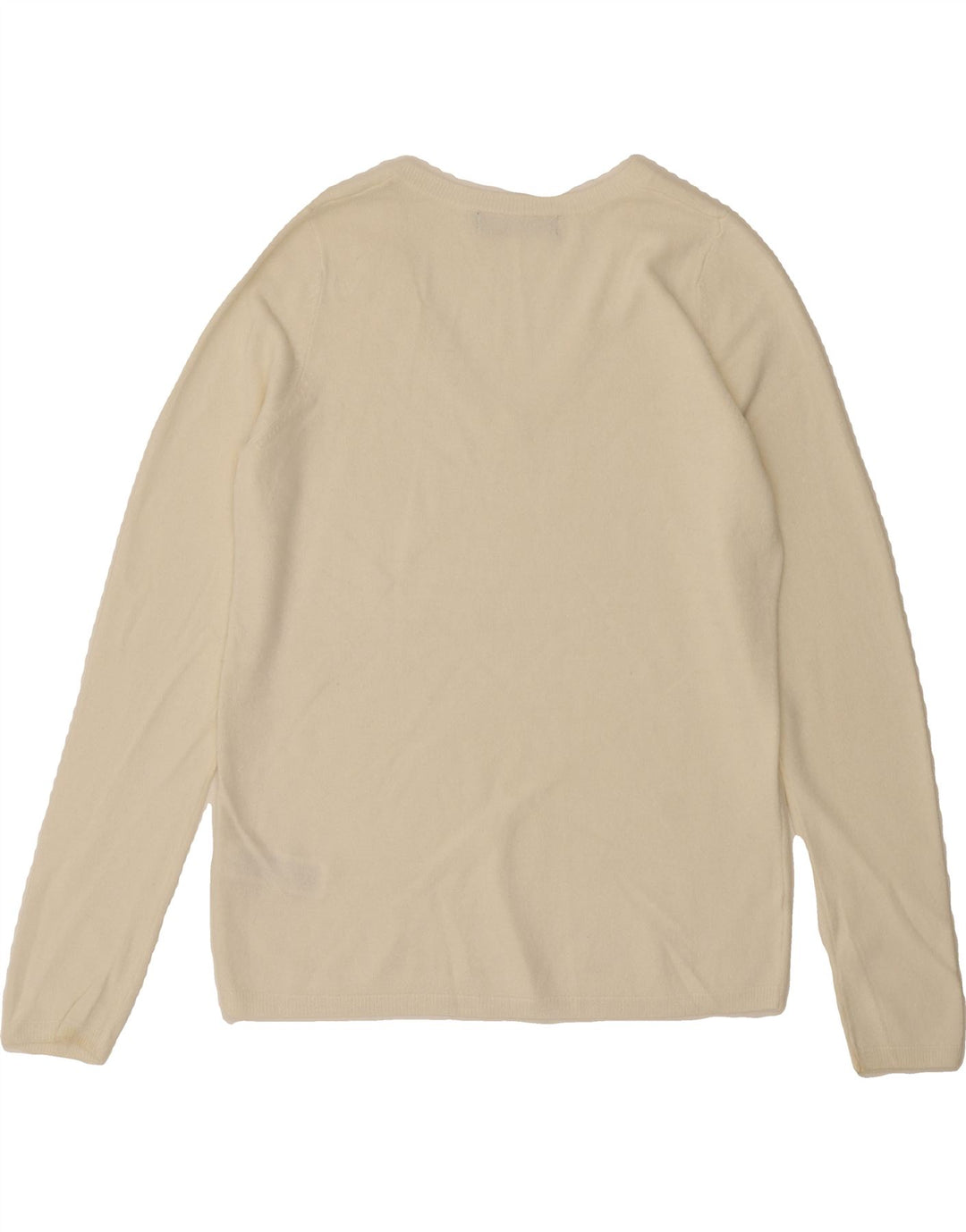 MARKS & SPENCER Womens V-Neck Jumper Sweater UK 10 Small Off White Acrylic Vintage Marks & Spencer and Second-Hand Marks & Spencer from Messina Hembry 