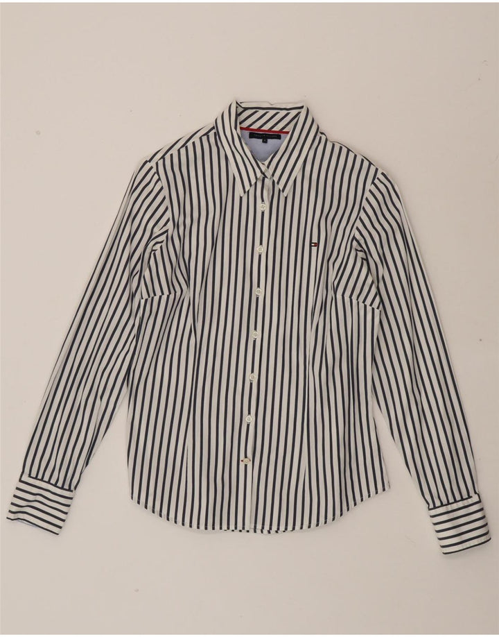 TOMMY HILFIGER Womens Shirt US 8 Medium White Pinstripe Cotton Vintage Tommy Hilfiger and Second-Hand Tommy Hilfiger from Messina Hembry 