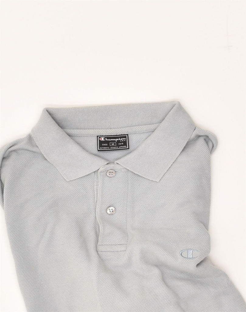CHAMPION Mens Long Sleeve Polo Shirt Medium Grey Cotton | Vintage Champion | Thrift | Second-Hand Champion | Used Clothing | Messina Hembry 