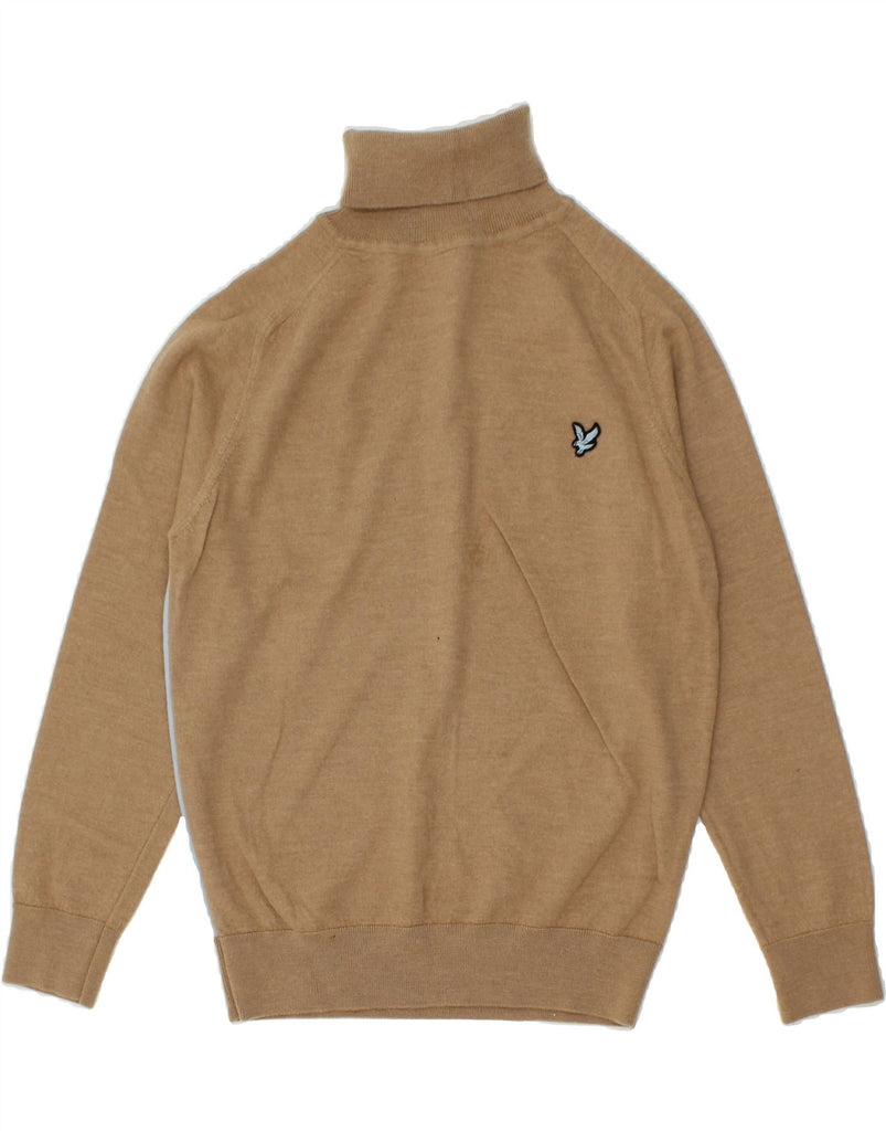 LYLE & SCOTT Womens Roll Neck Jumper Sweater IT 42 Medium Beige Vintage Lyle & Scott and Second-Hand Lyle & Scott from Messina Hembry 