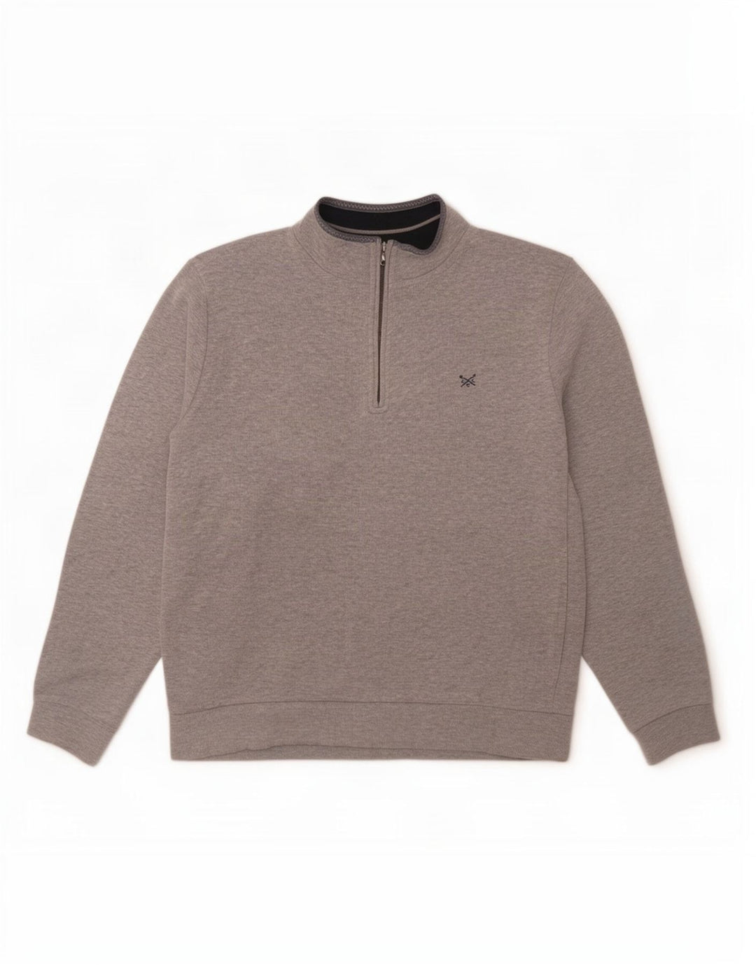 Crew Clothing Mens Zip Neck Sweatshirt Jumper Large Grey Flecked