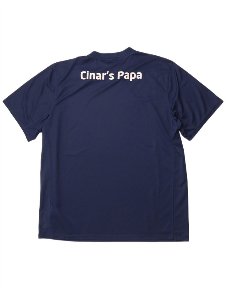 NIKE Mens Dri Fit Graphic T-Shirt Top 2XL Navy Blue Polyester