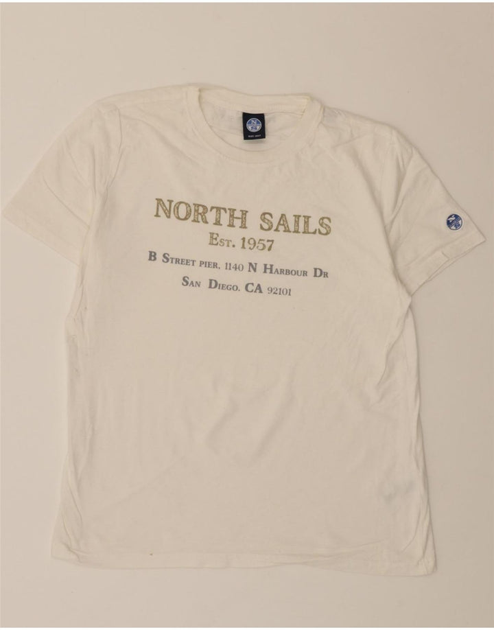 NORTH SAILS Mens Graphic T-Shirt Top XS White Cotton Vintage North Sails and Second-Hand North Sails from Messina Hembry 