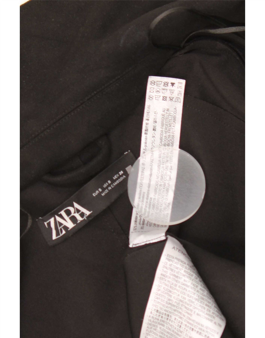 Zara Womens Open Oversized Overcoat UK 10 Small Black Polyester Classic