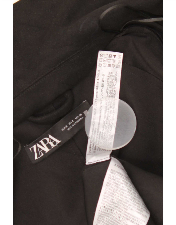 Zara Womens Open Oversized Overcoat UK 10 Small Black Polyester Classic