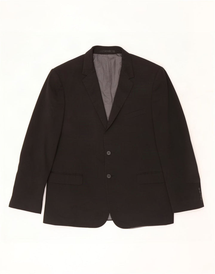 Marks & Spencer Mens 2 Button Blazer Jacket UK 44 XL Black Polyester