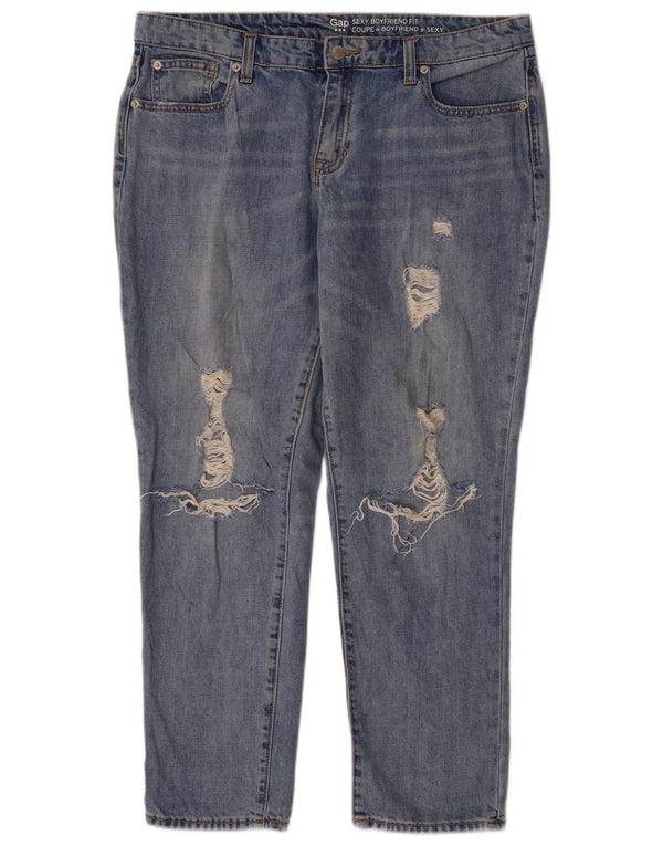 Gap Womens Sexy Boyfriend Distressed Straight Jeans UK 18 XL W36 L27 Blue