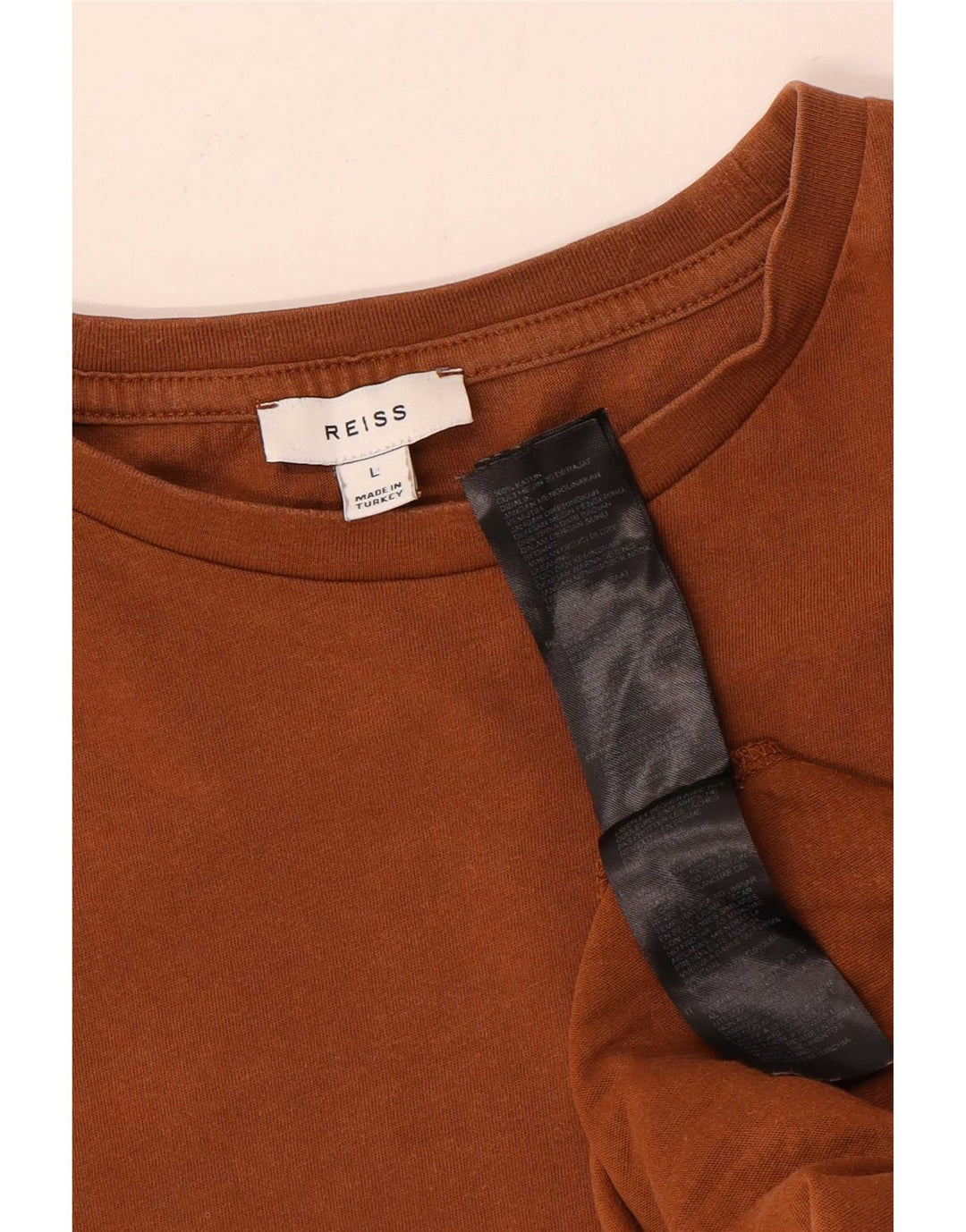 Reiss Womens T-Shirt Top Large Brown Cotton