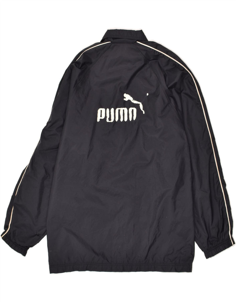 PUMA Mens Graphic Rain Jacket UK 36 Small Black Nylon | Vintage Puma | Thrift | Second-Hand Puma | Used Clothing | Messina Hembry 