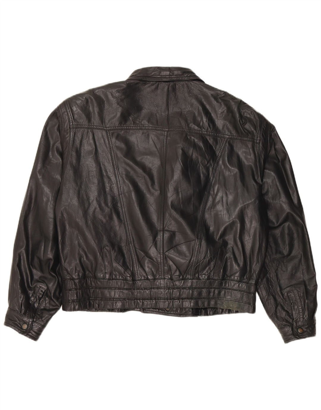 Vintage Mens Leather Biker Jacket IT 50 Large Black