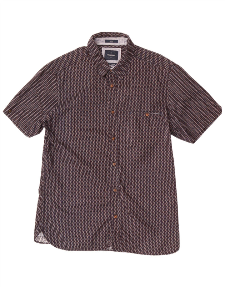 WHITE STUFF Mens Short Sleeve Slim Fit Shirt Medium Navy Blue Spotted