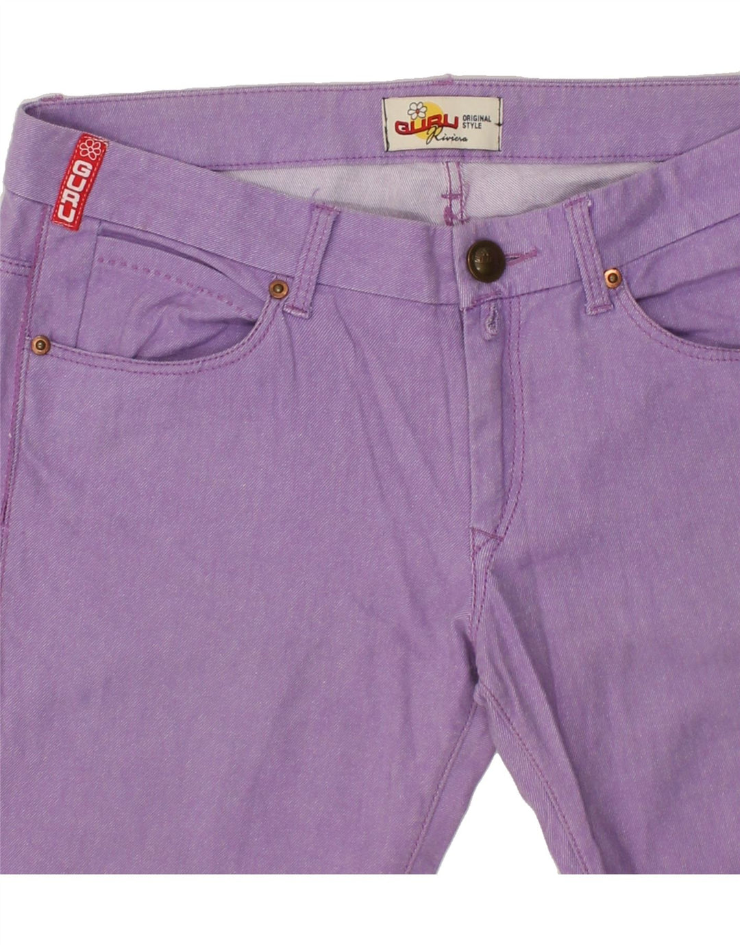 GURU Womens Slim Jeans W31 L29 Purple Cotton Vintage Guru and Second-Hand Guru from Messina Hembry 