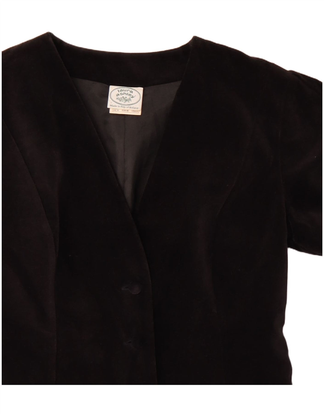 Laura Ashley Womens 5 Button Velvet Blazer Jacket UK 10 Small Black Cotton