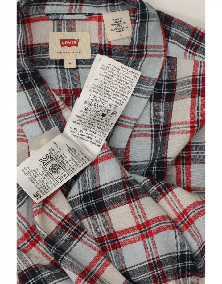 Levi's Mens Shirt Medium Multicoloured Check Linen