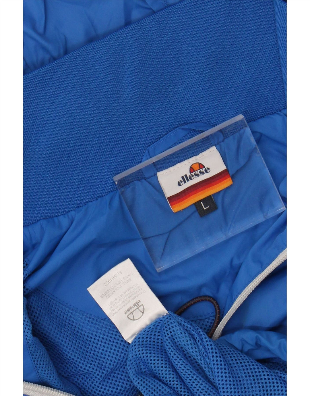 ELLESSE Mens Hooded Rain Jacket UK 40 Large Blue Nylon