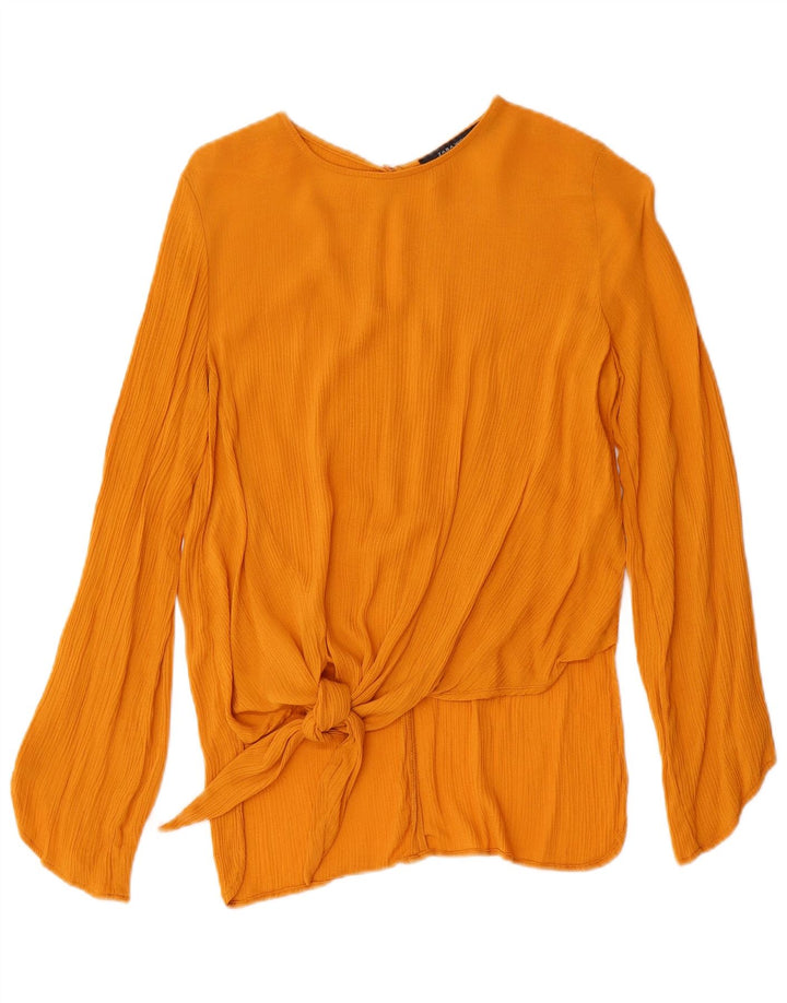 Zara Womens Long Sleeve Blouse Top UK 10 Small Yellow Viscose