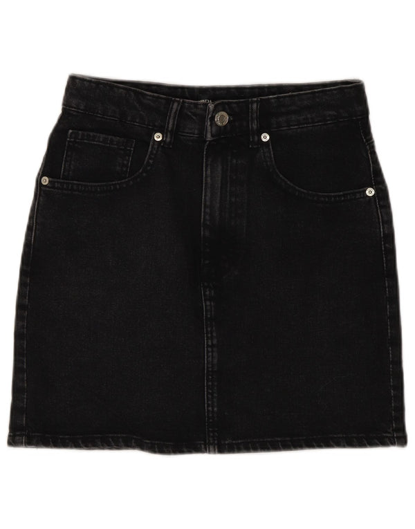 Zara Womens Mini Denim Skirt Small W26 Grey Cotton