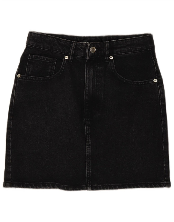 Zara Womens Mini Denim Skirt Small W26 Grey Cotton