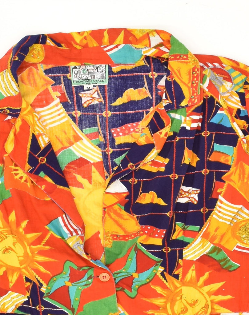 MILANO Womens Crazy Pattern Short Sleeve Shirt UK 14 Medium Orange Viscose | Vintage milano | Thrift | Second-Hand milano | Used Clothing | Messina Hembry 