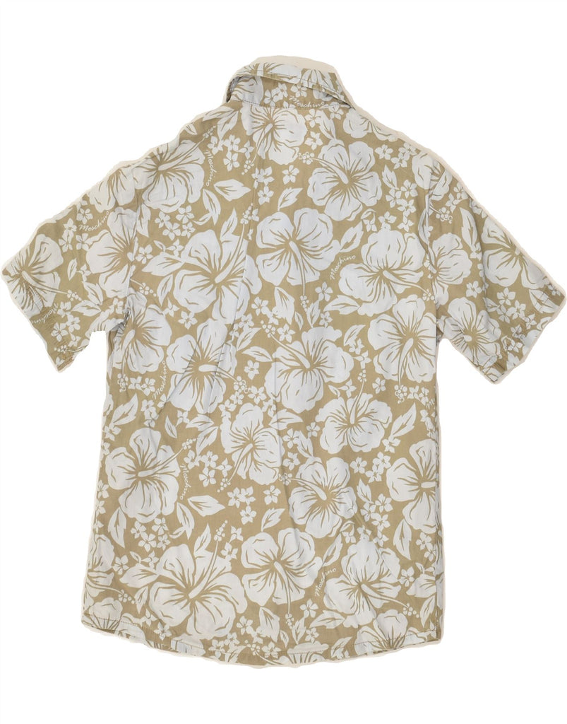 MOSCHINO Boys Short Sleeve Shirt 5-6 Years Grey Floral Cotton Hawaiian | Vintage Moschino | Thrift | Second-Hand Moschino | Used Clothing | Messina Hembry 