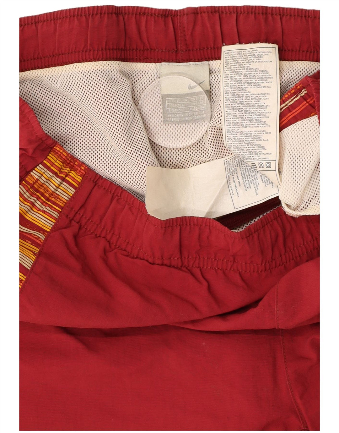 NIKE Mens Swimming Shorts Large Red Pinstripe Nylon