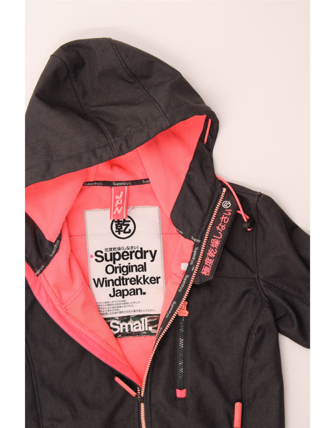SUPERDRY Womens Graphic Windbreaker Jacket UK 10 Small Grey Vintage Superdry and Second-Hand Superdry from Messina Hembry 