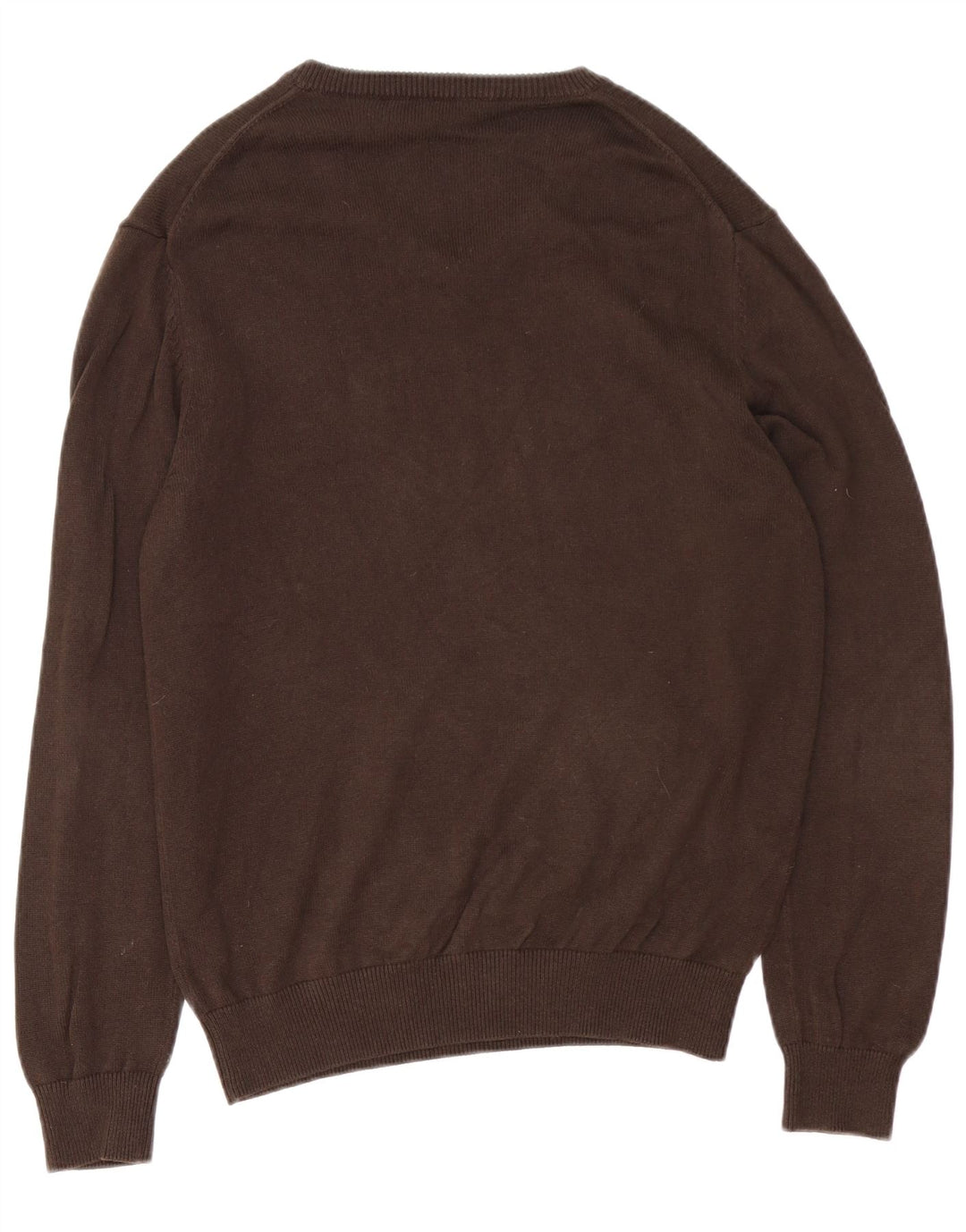 Crew Clothing Mens V-Neck Jumper Sweater Medium Brown Cotton