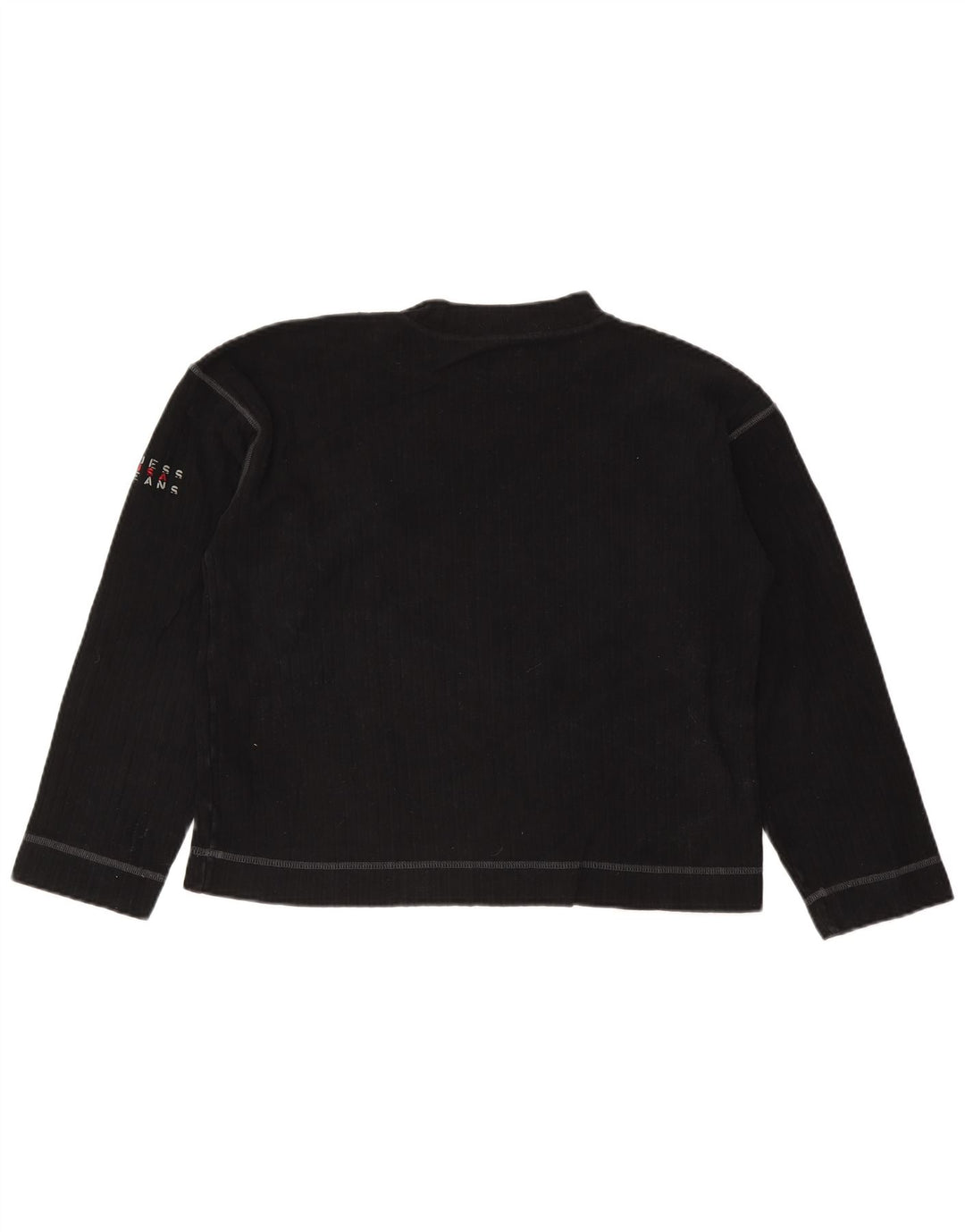 Guess Womens Top Long Sleeve UK 14 Medium Black Cotton