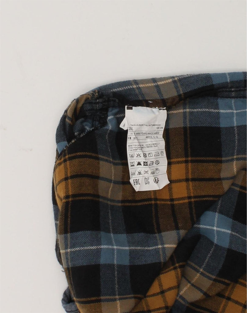 SISLEY Boys Flannel Shirt 11-12 Years 2XL Multicoloured Check Cotton | Vintage Sisley | Thrift | Second-Hand Sisley | Used Clothing | Messina Hembry 