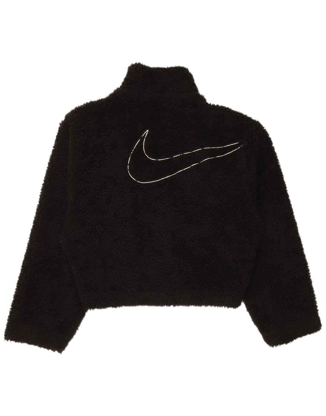 Nike Womens Graphic Oversized Fleece Jacket UK 6 XS Black Polyester