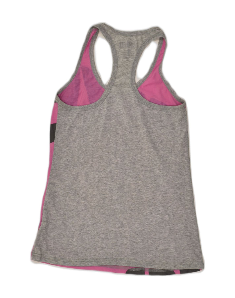 NIKE Womens Dri Fit Graphic Vest Top UK 6 XS Pink Colourblock | Vintage Nike | Thrift | Second-Hand Nike | Used Clothing | Messina Hembry 