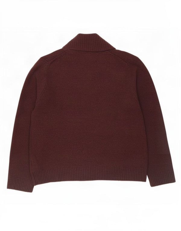 Marks & Spencer Mens Zip Neck Jumper Sweater Medium Burgundy Wool