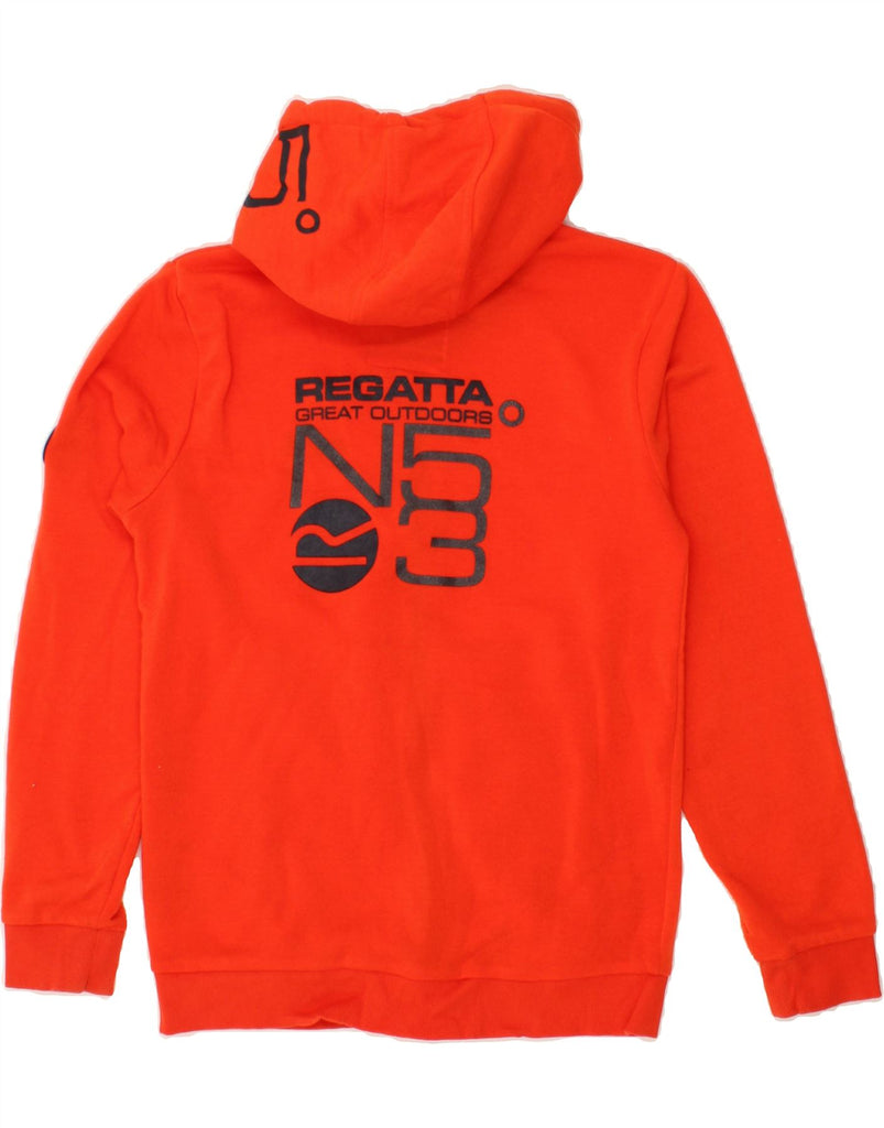 REGATTA Mens Graphic Zip Hoodie Sweater Small Orange Polyester | Vintage Regatta | Thrift | Second-Hand Regatta | Used Clothing | Messina Hembry 