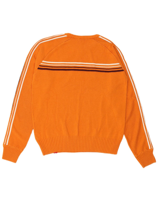 S.Oliver Womens Boat Neck Jumper Sweater UK 18 XL Orange Striped Cotton