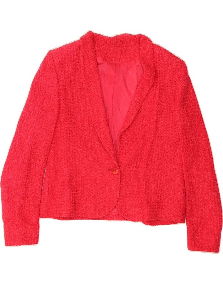 VINTAGE Womens 1 Button Blazer Jacket UK 12 Medium Red Vintage Vintage and Second-Hand Vintage from Messina Hembry 