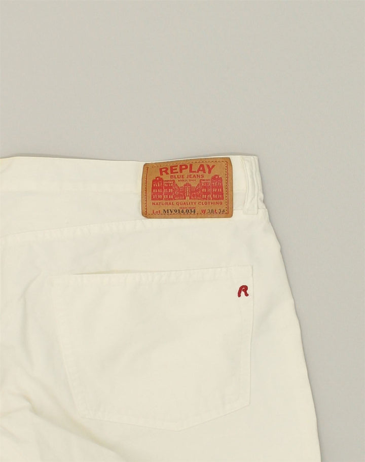 REPLAY Womens Straight Casual Trousers W38 L30 White Cotton | Vintage Replay | Thrift | Second-Hand Replay | Used Clothing | Messina Hembry 